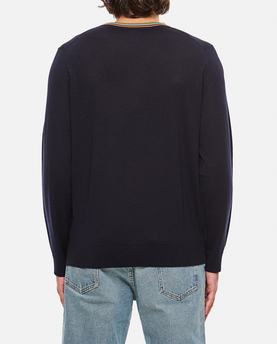 PAUL SMITH PAUL SMITH MULTICOLORED RIBBED TRIM CREW NECK SWEATER