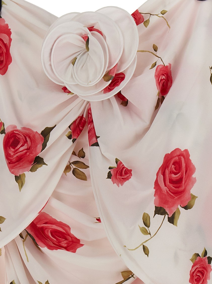 Magda Butrym Mini Draped Dress With All-over Rose Print In Multi