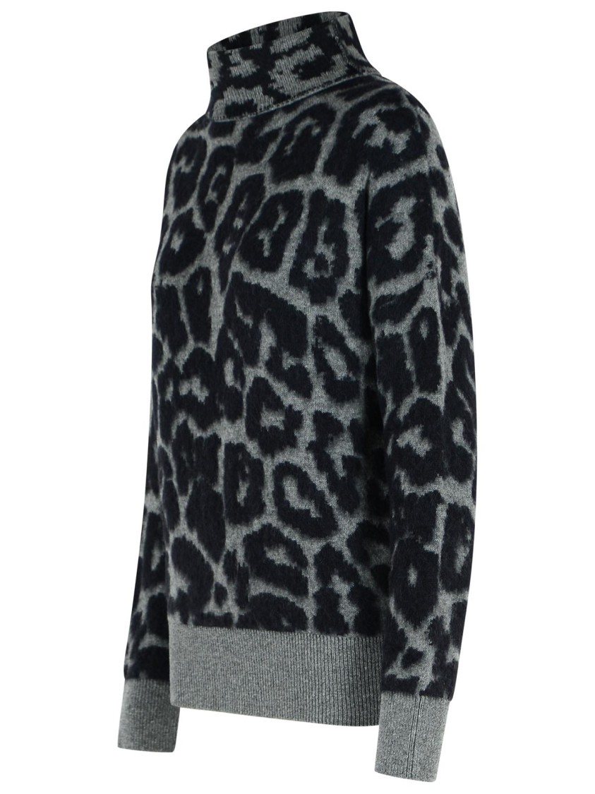 Stella Mccartney Leopard Jacquard Oversized Wool Turtleneck