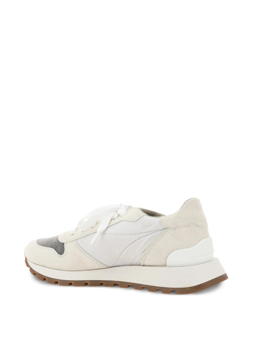 Brunello Cucinelli Suede And Techno Low-top Sneakers In Neutral