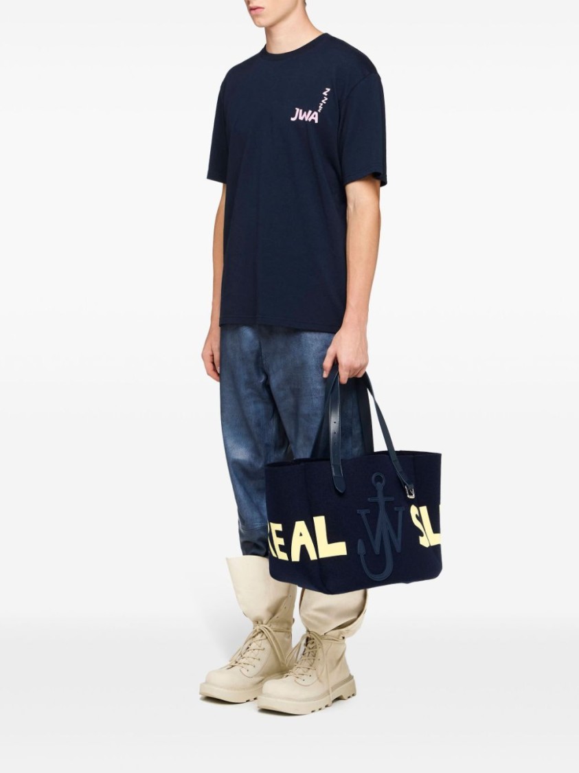 Jw Anderson J. W. Anderson Blue Relaxed Fit Crew Neck T-shirt In Black