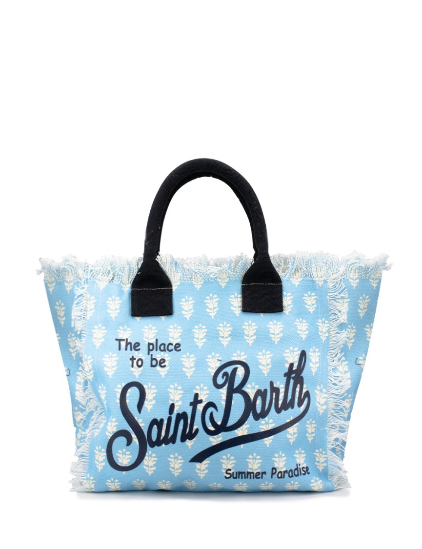 MC2 SAINT BARTH MC2 SAINT BARTH FRINGE-TRIM COTTON CANVAS SHOULDER BAG WITH VIBRANT FLORAL PATTERNS