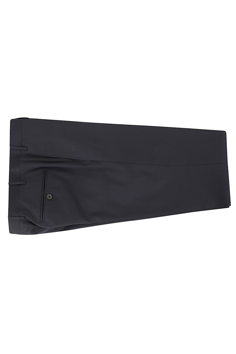 Corneliani Single-breasted Wool Twill Suit With Front Pockets In Blue