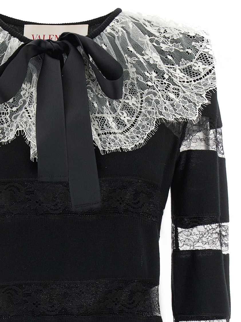 Valentino Garavani Wool Sweater With Lace Inserts