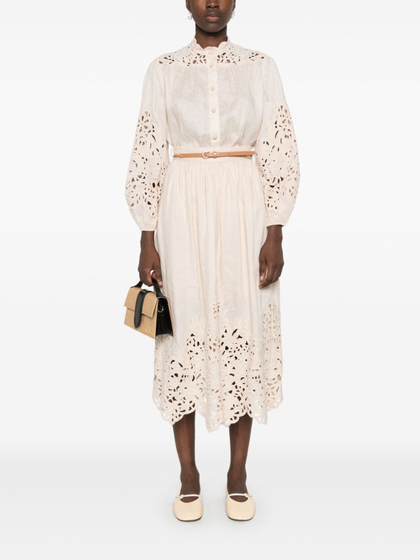 Shop Zimmermann Light Beige Wylie Midi Skirt In Neutrals