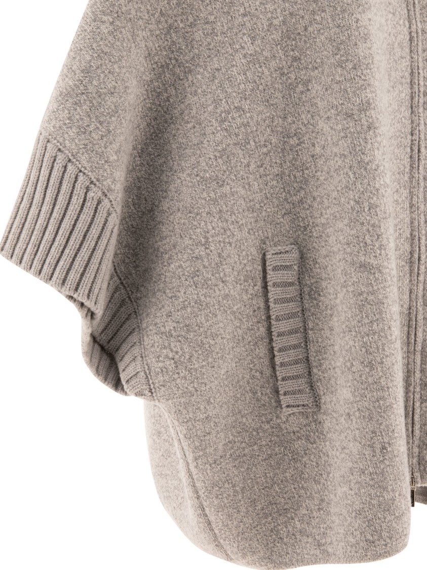 Giovi Wool And Cashmere Poncho For Women In Gray