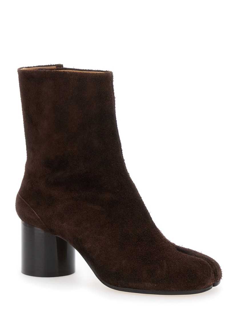 Shop Maison Margiela Brown Ankle Boots With Tabi Toe