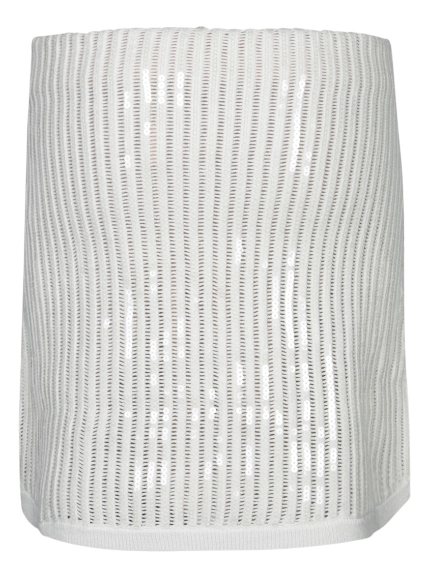 Self-portrait Mini Sequin Knit Skirt With Button-accented Pockets