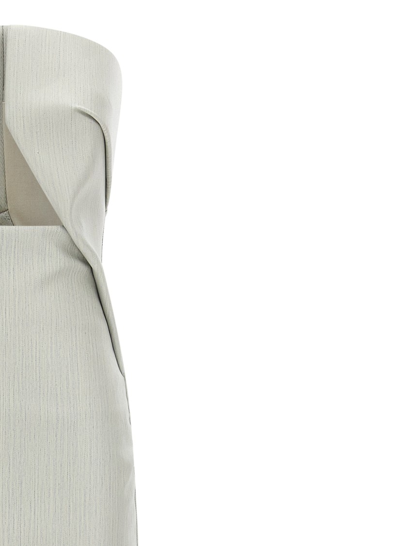 Rick Owens Denim Gown With Front Cut-out In Gray