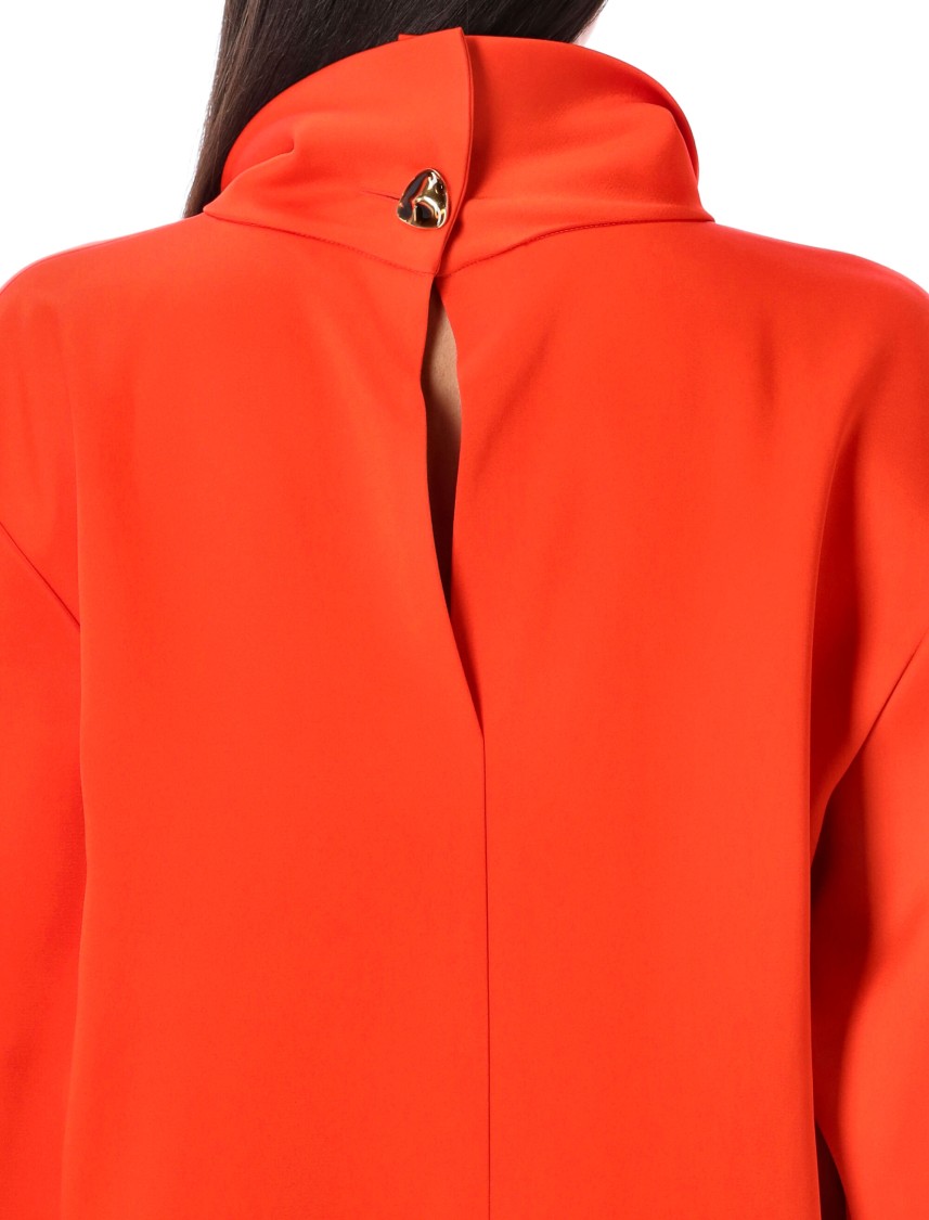 Shop Carven High Collar Double Satin Blouse In Red