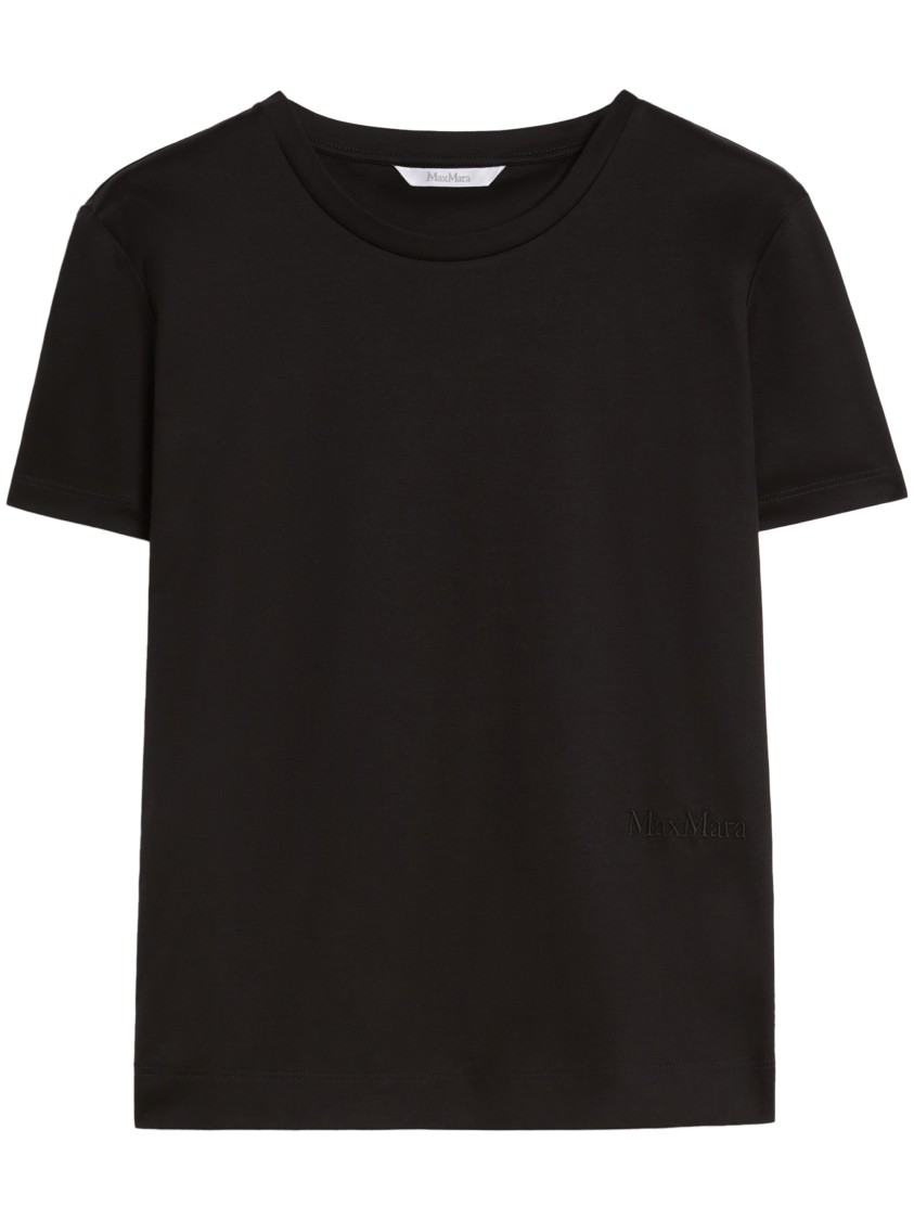 Max Mara Black T-shirt With Subtle Logo Detail In Black