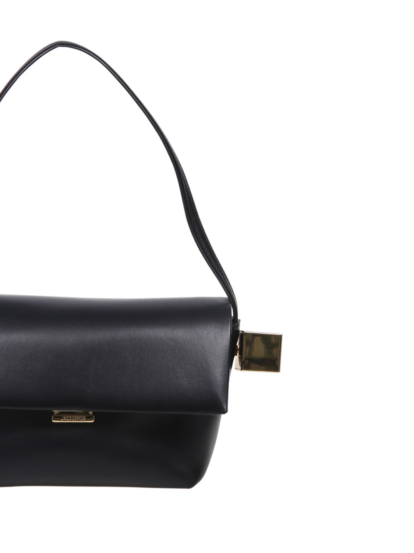 Jacquemus Le Rond Carre Leather Shoulder Bag In Black