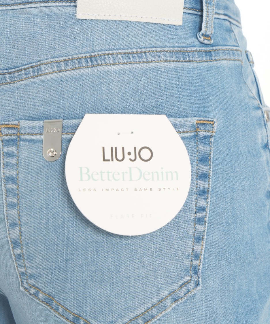 Liu •jo Liu Jo High-waisted Flared Jeans With Rhinestone Details In Blue