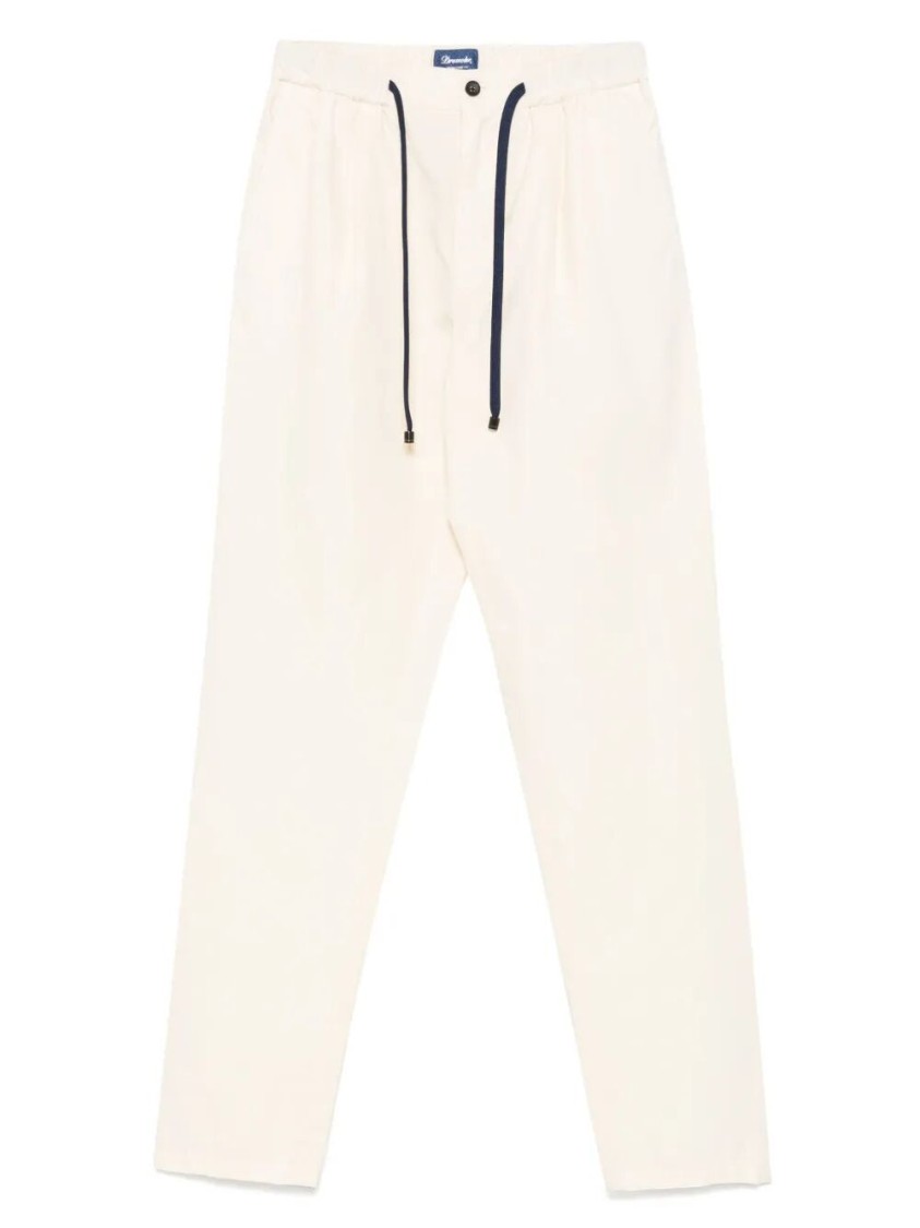 Drumohr Relaxed-fit Cotton Pants With Elastic Waistband In Neutral