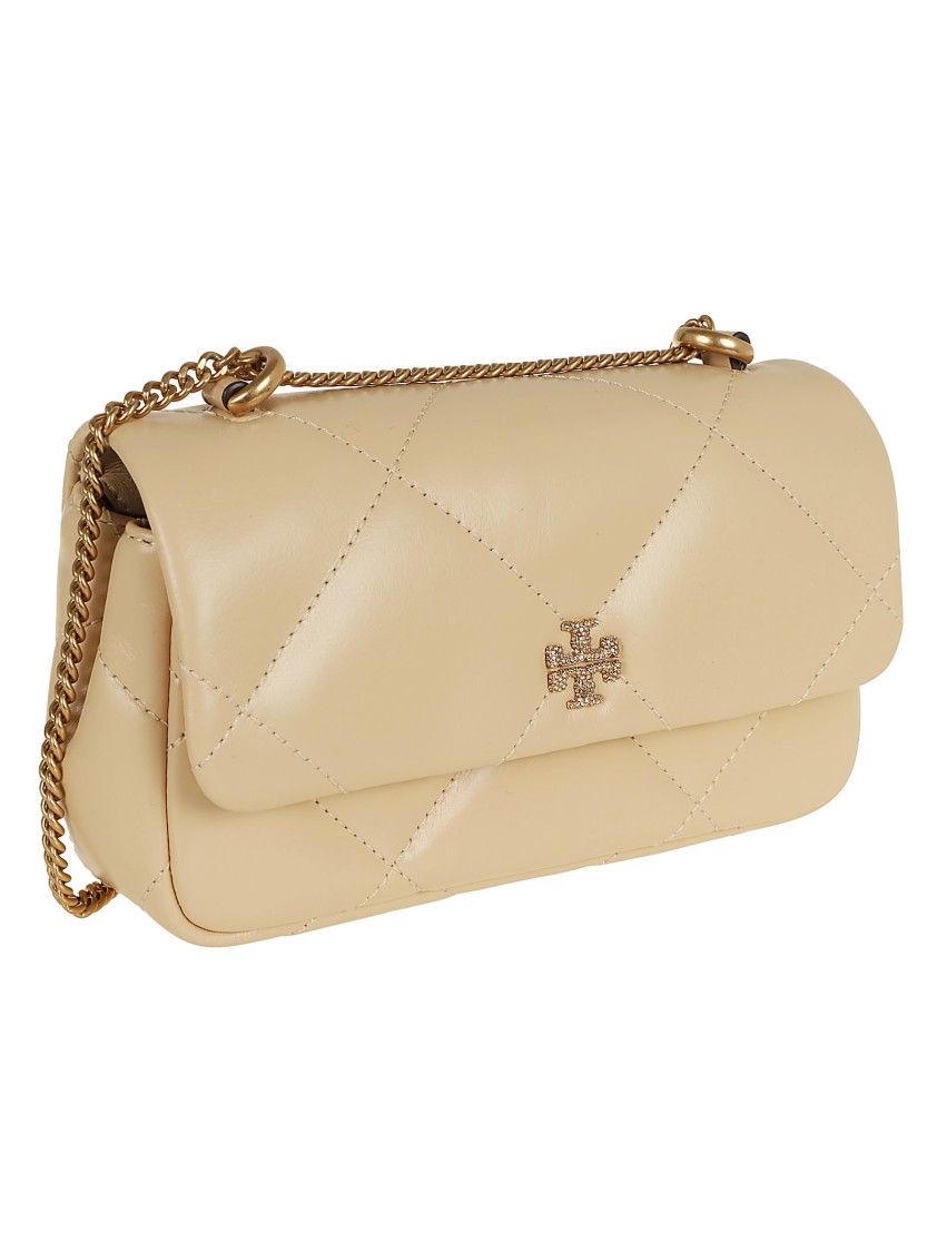 Tory Burch Yellow/orange Kira Diamond Quilt Pave Mini Flap Bag In Yellow