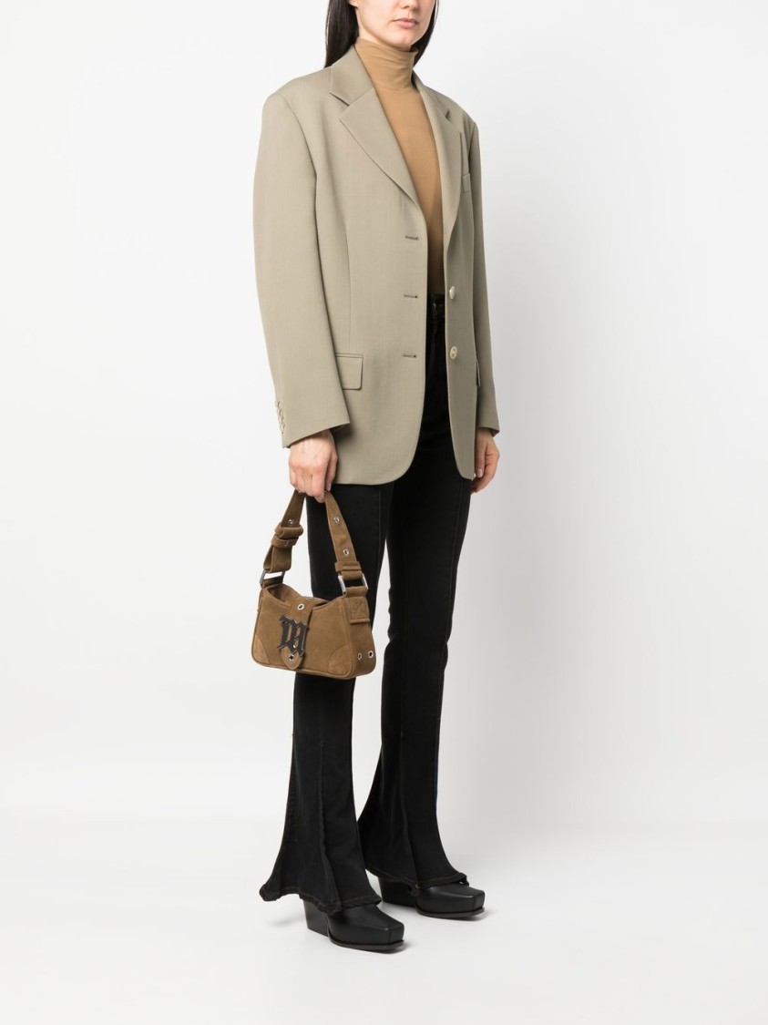Misbhv Small Brown Suede Handbag With Adjustable Strap