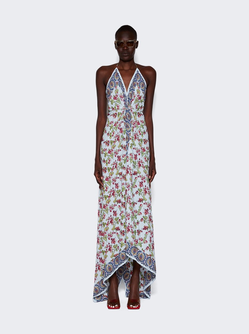 Etro Floral-print Halterneck Maxi Dress With Handkerchief Hem