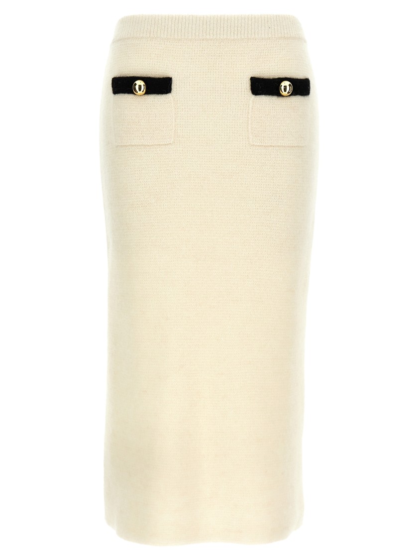 Alessandra Rich Alpaca Midi Skirt In Neutral