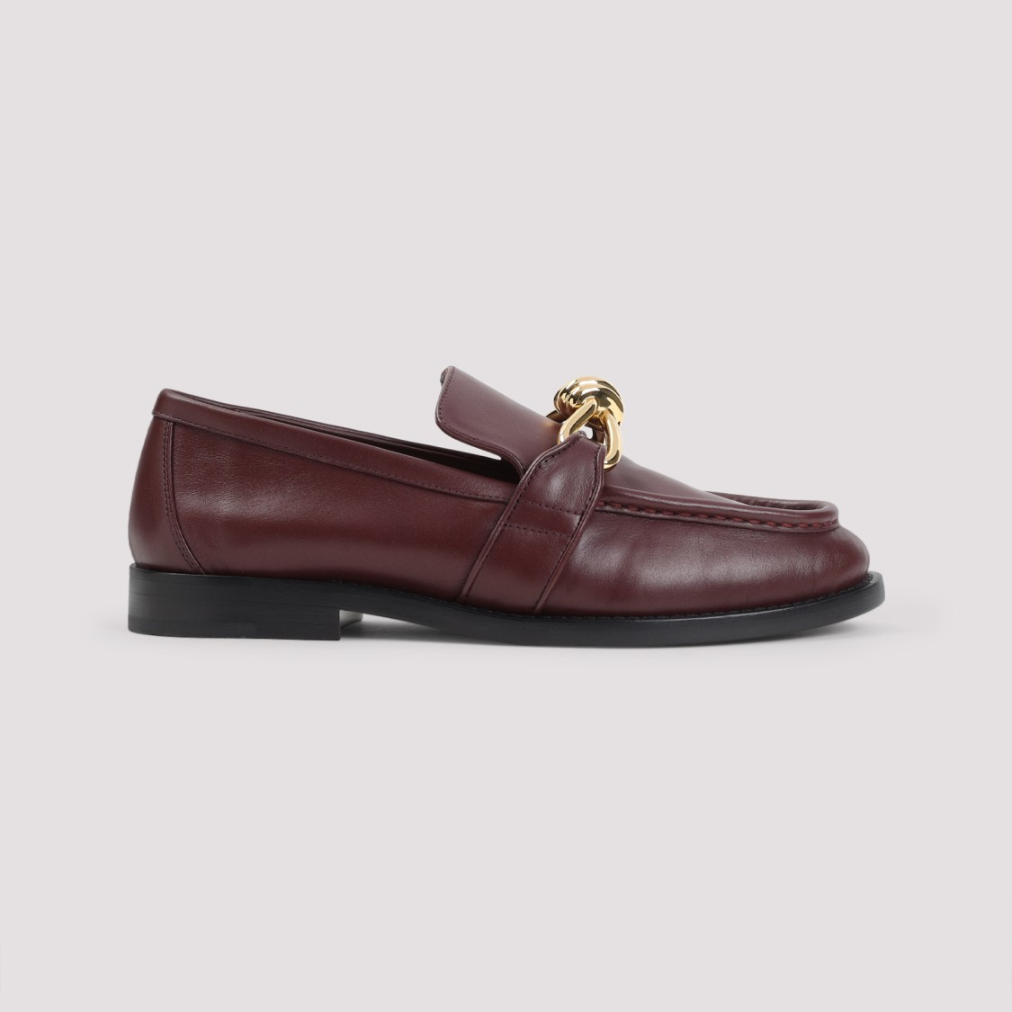 Bottega Veneta Barolo Brown Leather Astair Metallic Knot Loafer