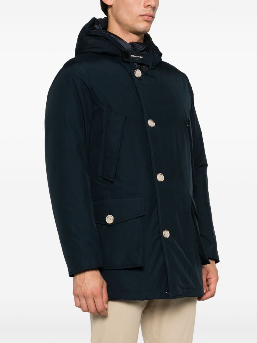 Woolrich Navy Blue Cotton Blend Down-filled Parka In Blue