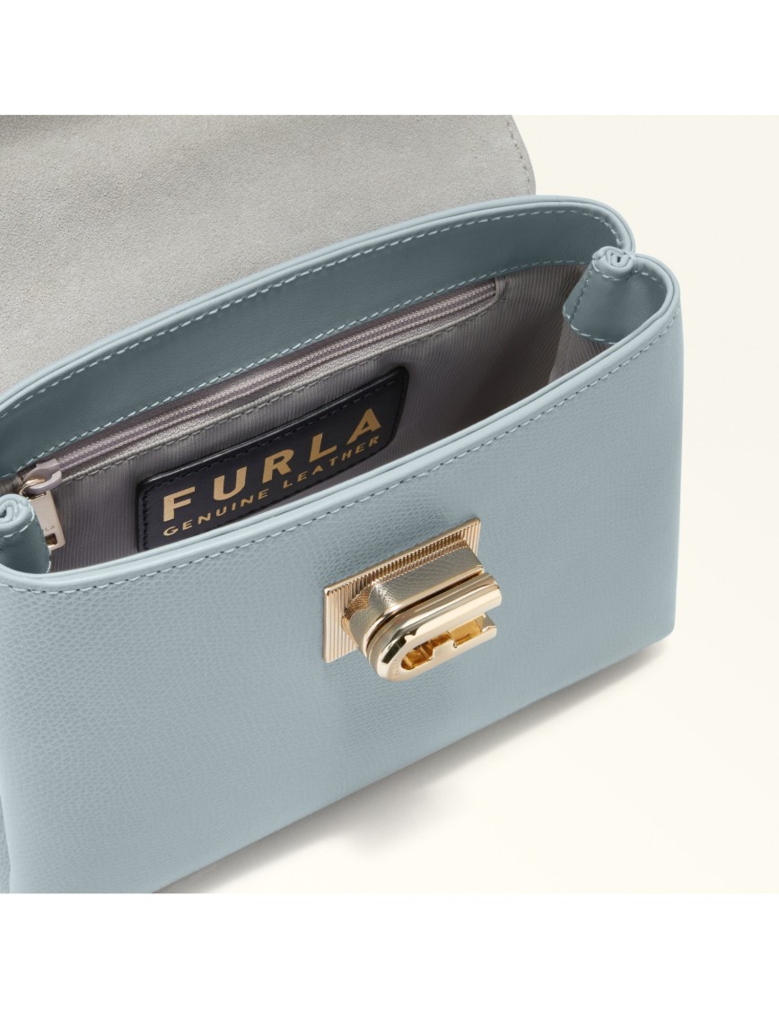 Furla 1927 Mini Top Handle In Leather Color Cloud In Blue