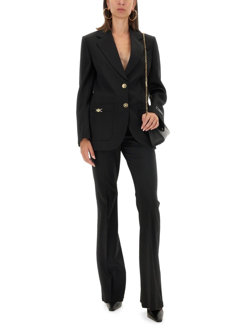 Shop Versace Oversized Single-breasted Blazer In Black