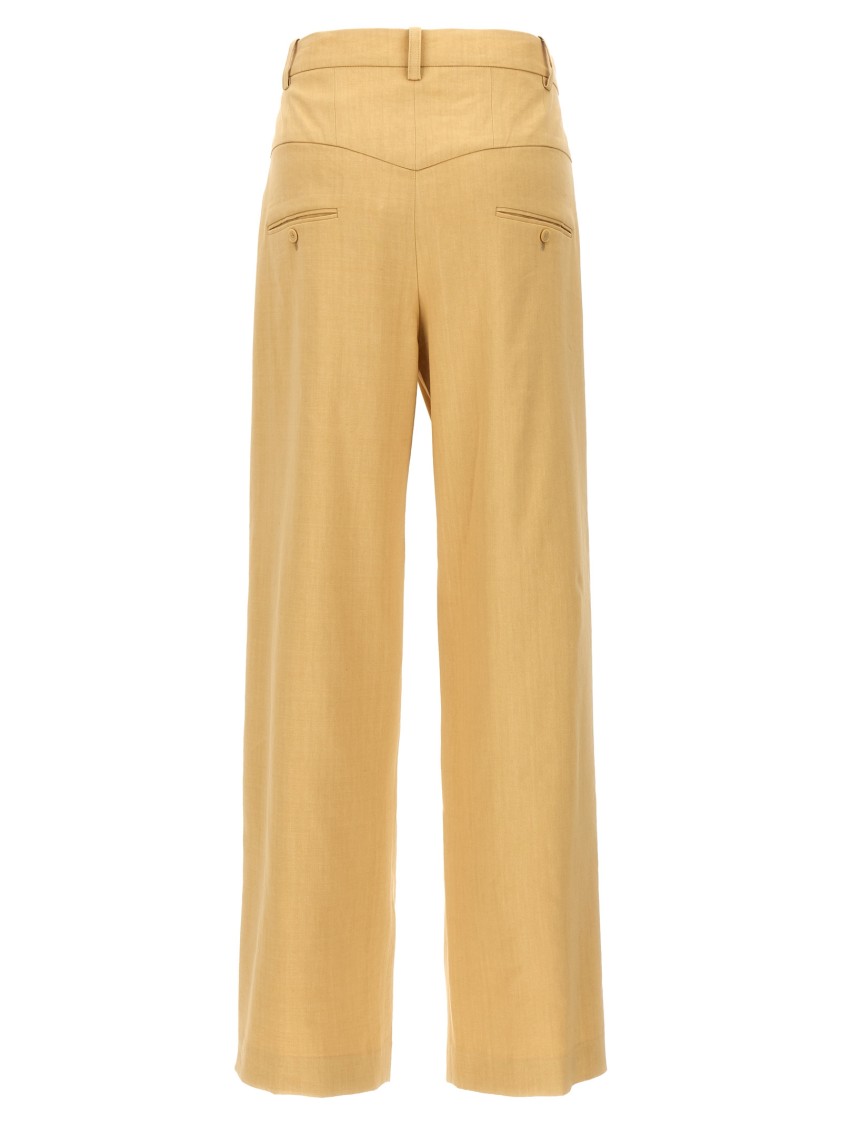 Isabel Marant High Waist Pleated Wide Leg Trousers In Brown