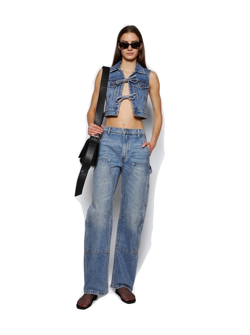 Alexander Wang Tied Front Vest Vintage Light Indigo In Blue