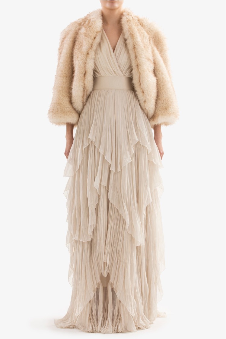 Saiid Kobeisy Luxurious Short Fur Jacket In Neutrals