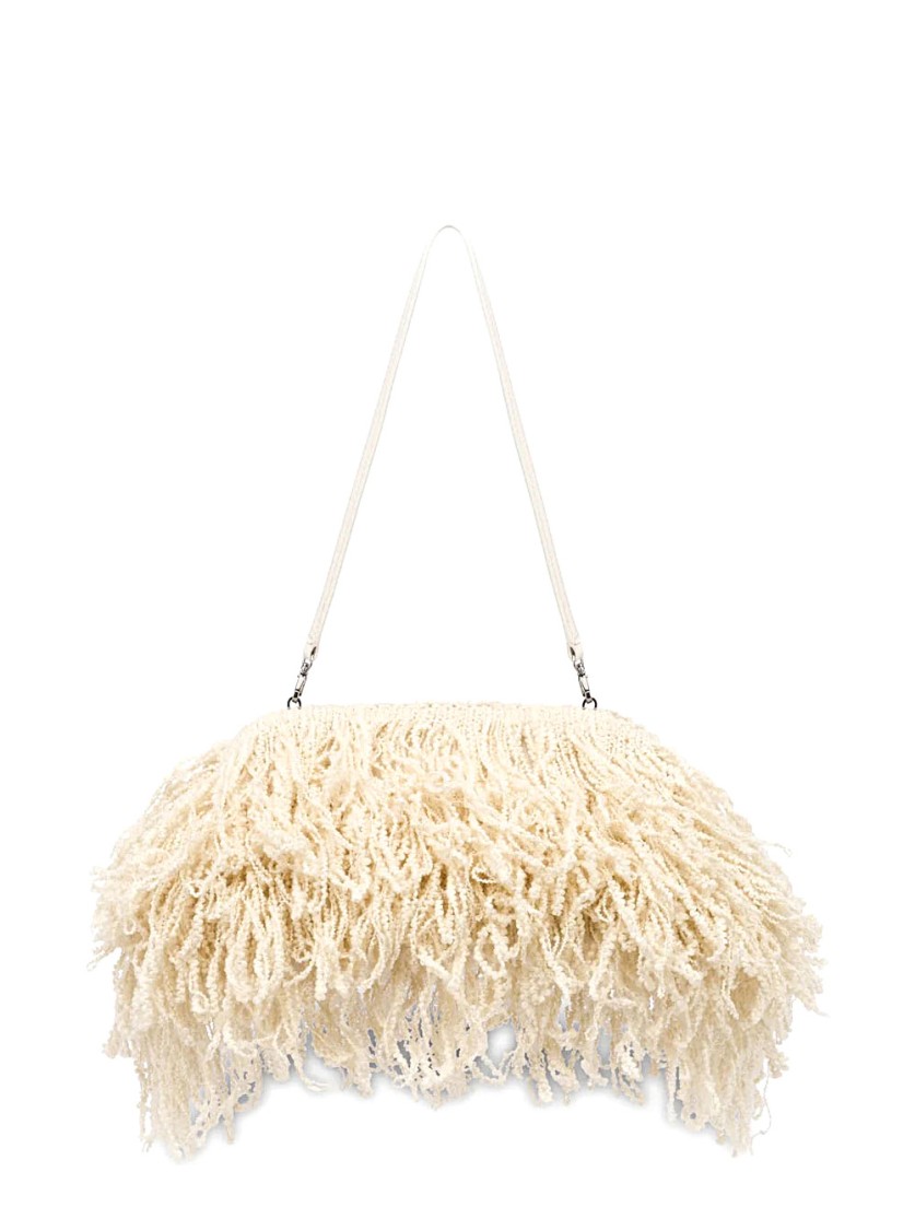Philosophy Di Lorenzo Serafini White Pochette With All-over Fringe Design