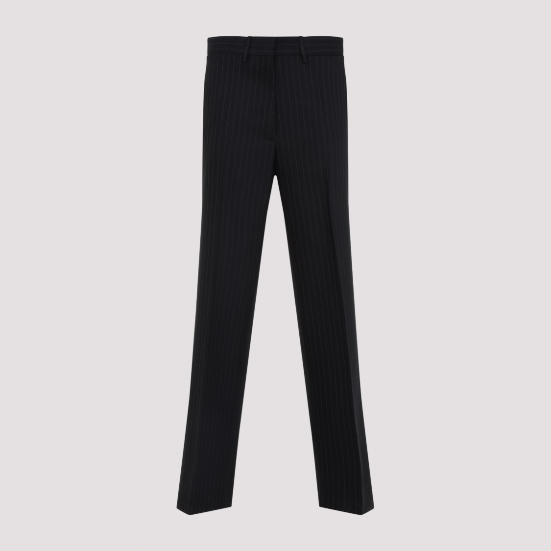 Miu Miu Wool Pants With Belt Loops And Pinstripes In Black