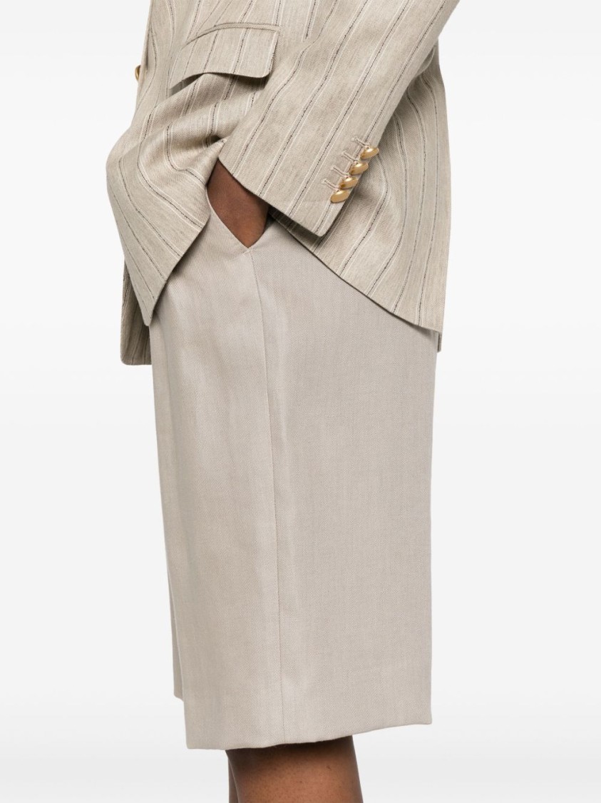 Tagliatore Linen Shorts In Taupe In Neutrals