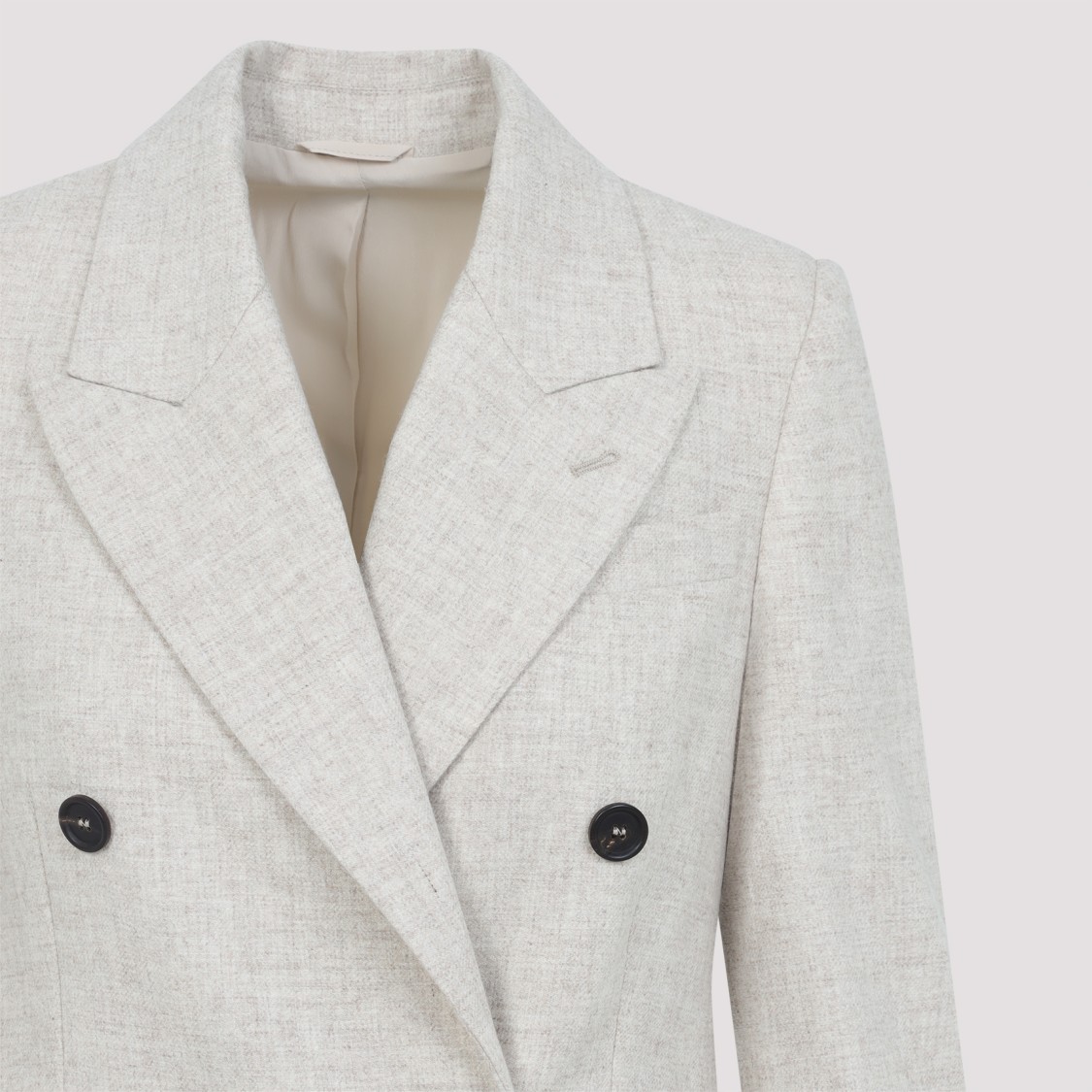 Brunello Cucinelli Double Breasted Wool And Cashmere Jacket In White