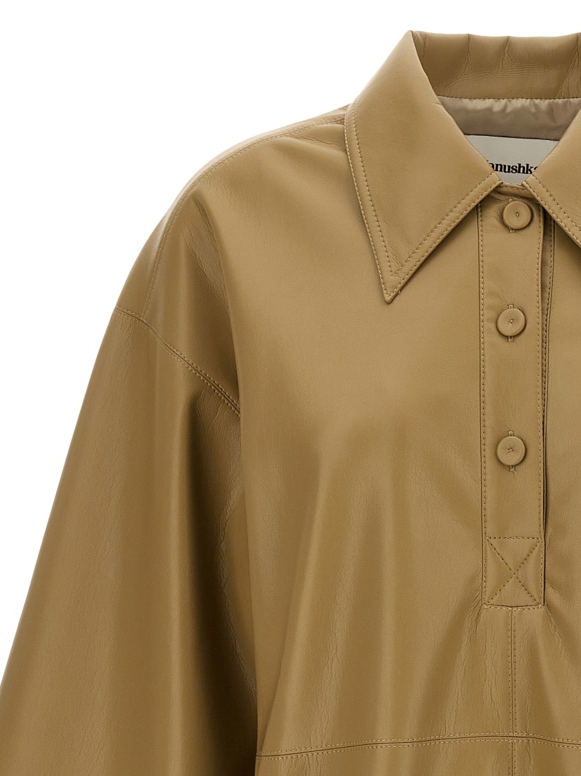 Nanushka 'blouse Pointed Collar Long Sleeves Loose Fit' In Brown