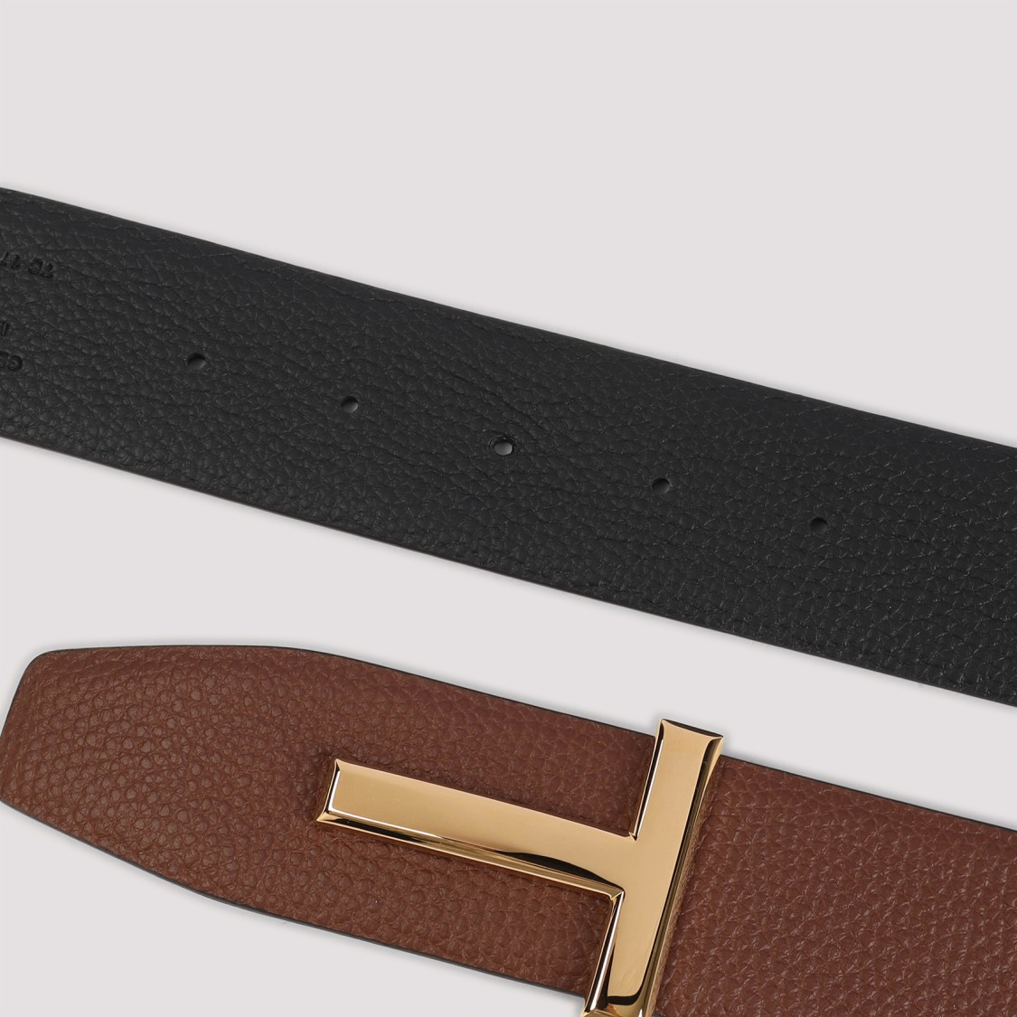 TOM FORD TOM FORD MAHOGANY BLACK GRAINED CALF LEATHER BELT
