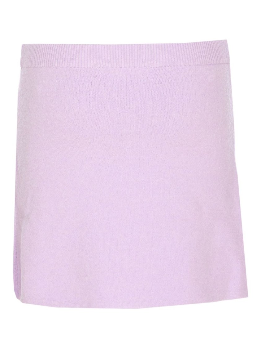 Self-portrait Knit Skirt With Crystal Embellishments And Elegant Silhouette In Purple