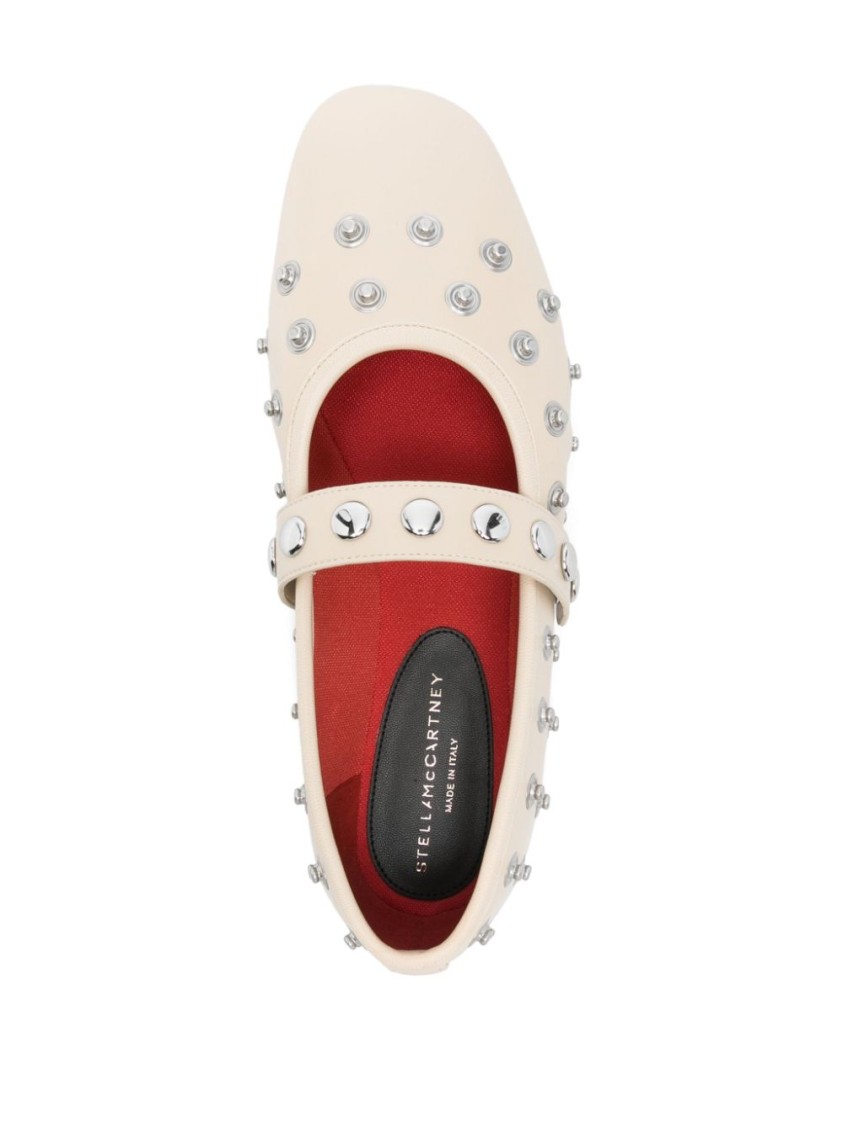Stella Mccartney Beige Ryder Popper-studded Ballerina Flats In Neutrals