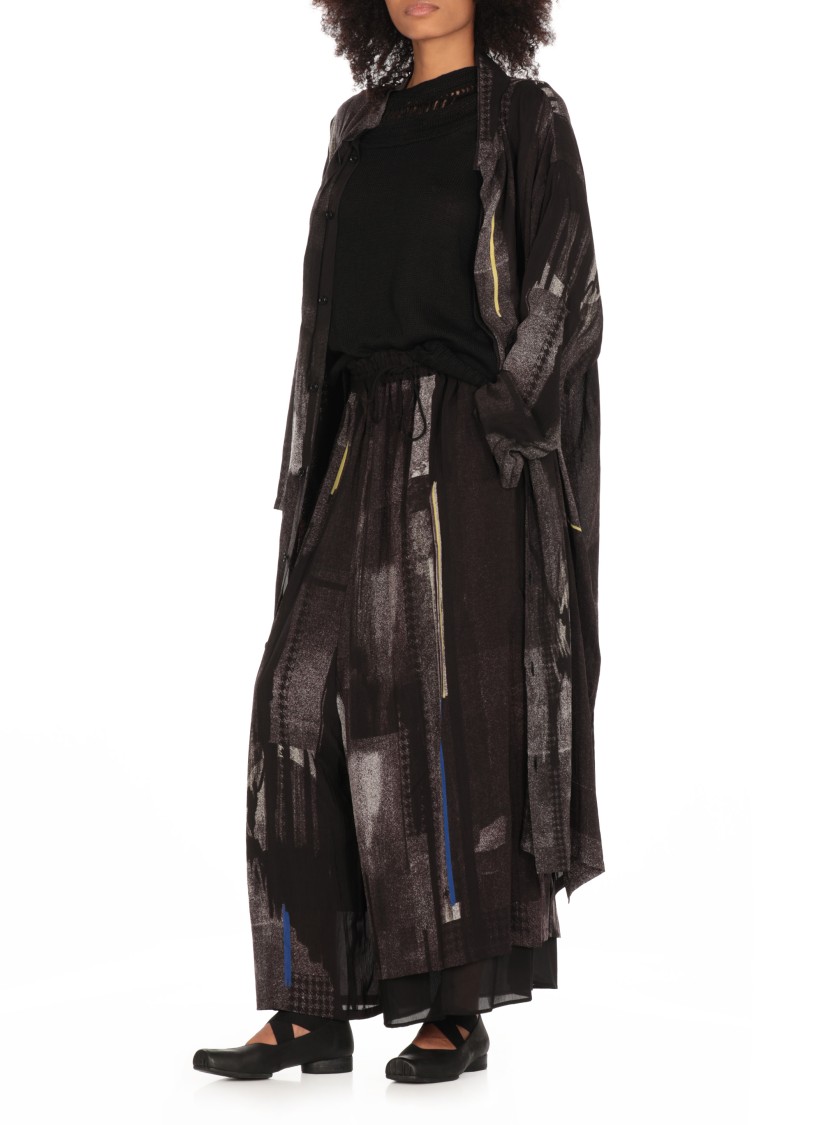 Y's Pants With Geometric Pattern In Grey
