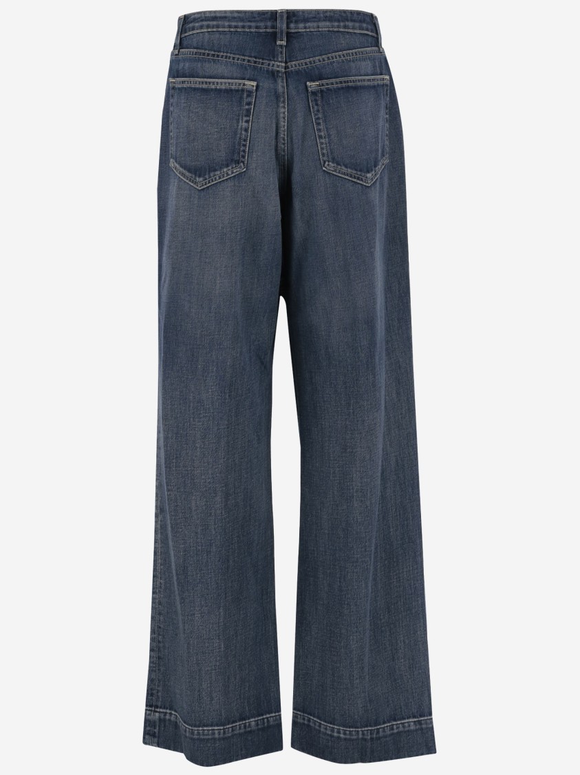 L Agence L'agence Relaxed-fit Dark Grey Cotton Jeans With Washed Effect