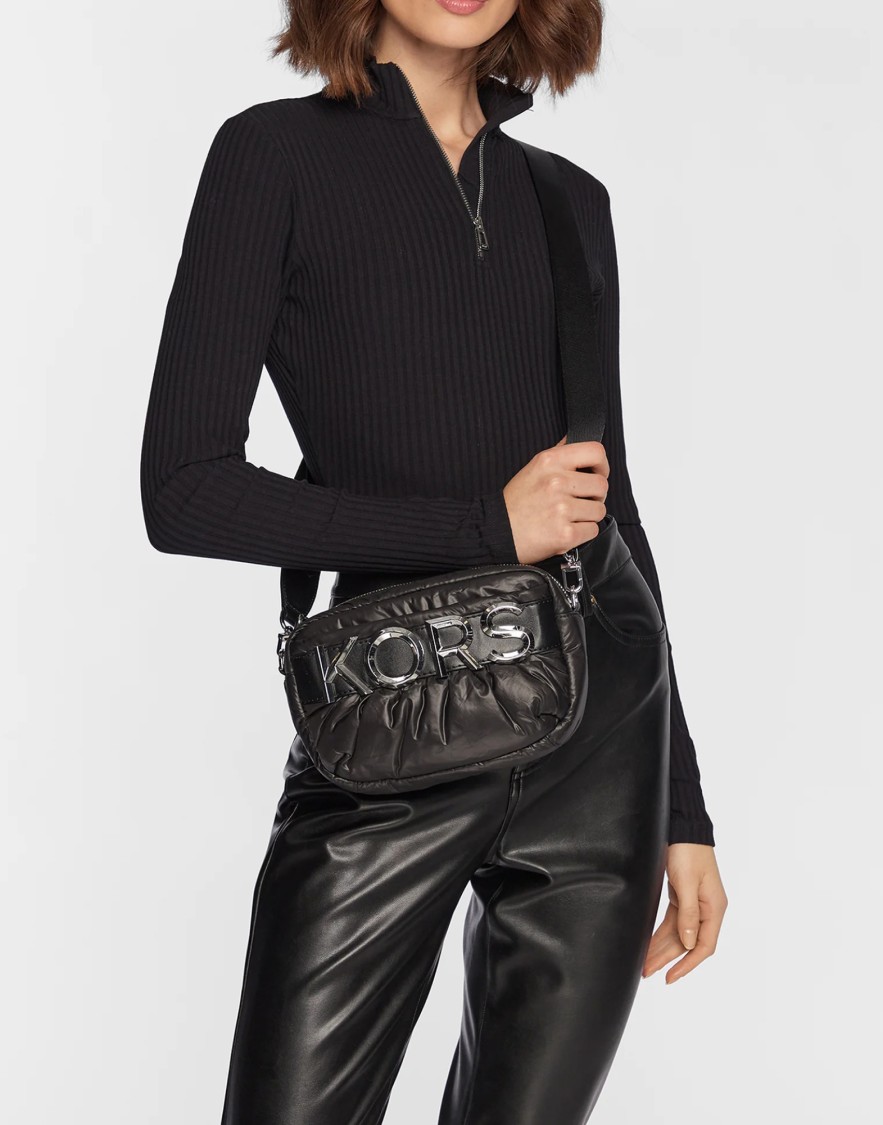 Michael Kors Leonie Logo Plaque Crossbody Bag In Black