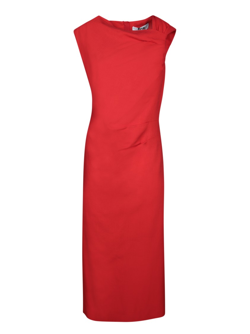 Msgm Red Dress With Fitted Silhouette In Red