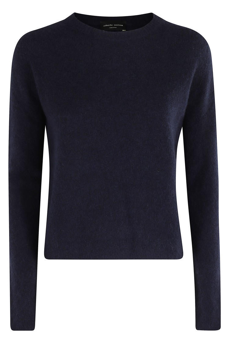 Roberto Collina Crew Neck Cashmere Sweater With Long Sleeves In Black