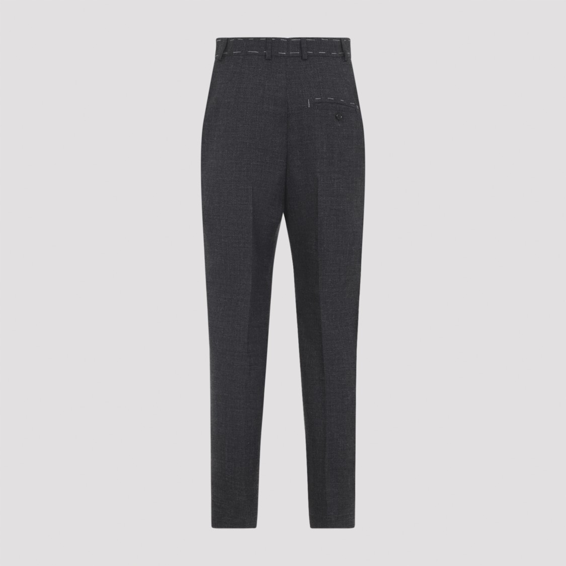 Moschino Contrasted-stitch Wool Pants In Gray