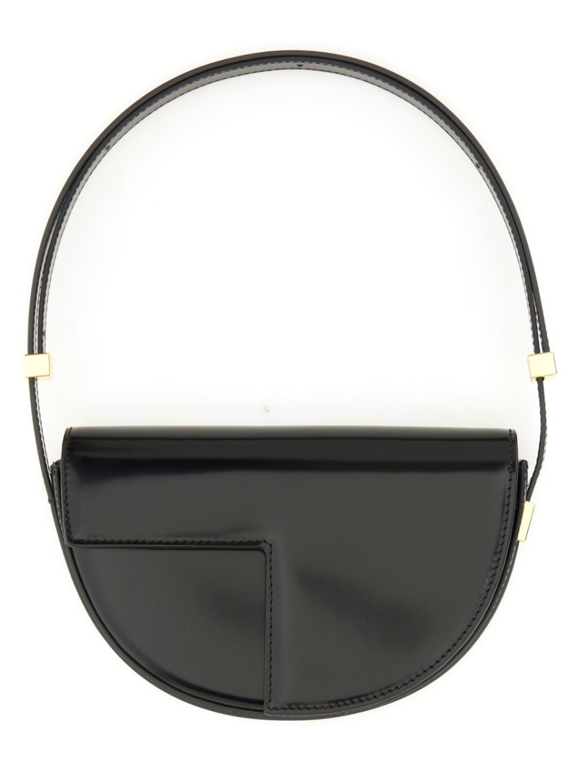 Patou Le Petit Calf Leather Shoulder Bag In Black