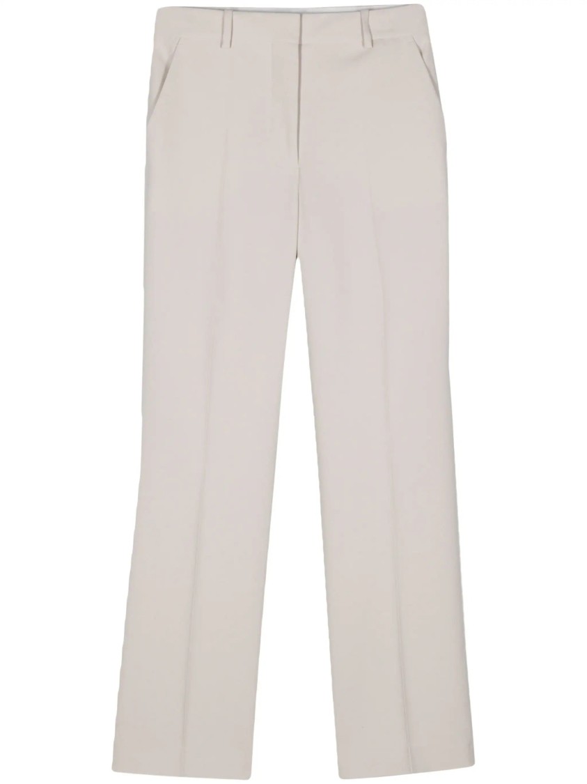 Calvin Klein Straight-leg Trousers With Subtle Branding Detail In White