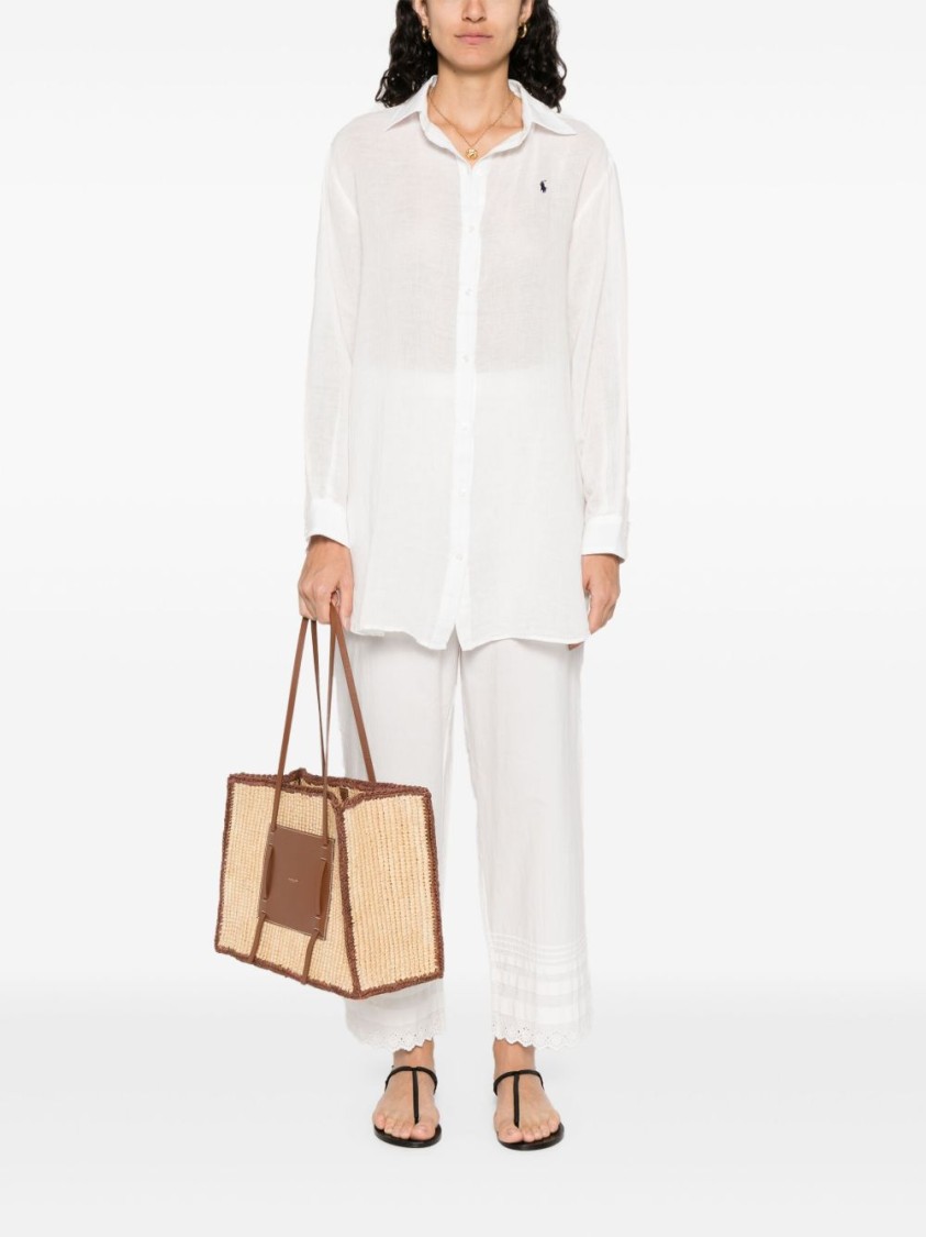 Shop Polo Ralph Lauren Long-sleeved White Button-down Shirt