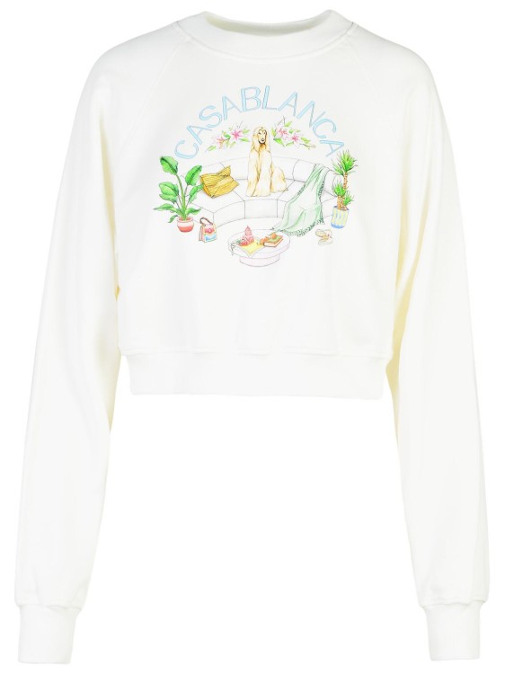 スウェット・トレーナー CASABLANCA WHITE COTTON SWEATSHIRT Casablanca Crop' White Cotton Sweatshirt in White | THE LIST