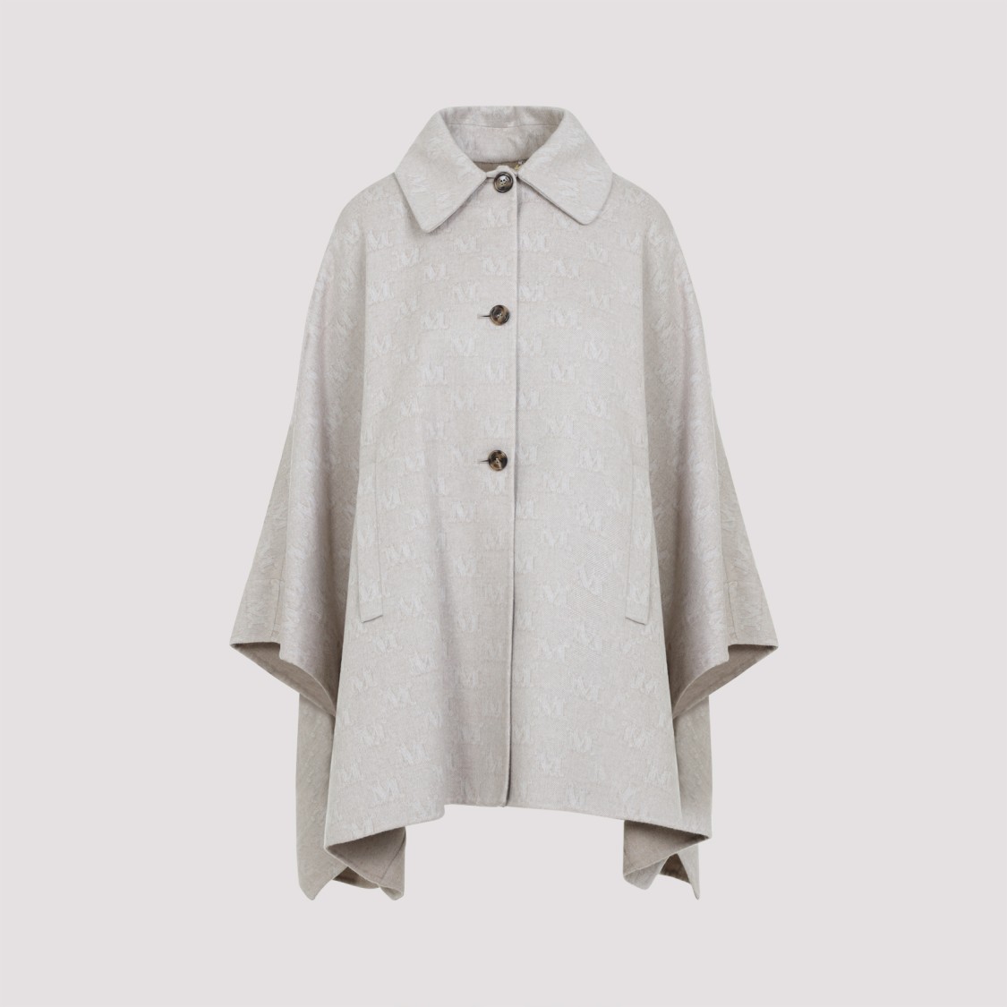 Max Mara Relaxed Silhouette Cape Coat With Embossed Pattern In White