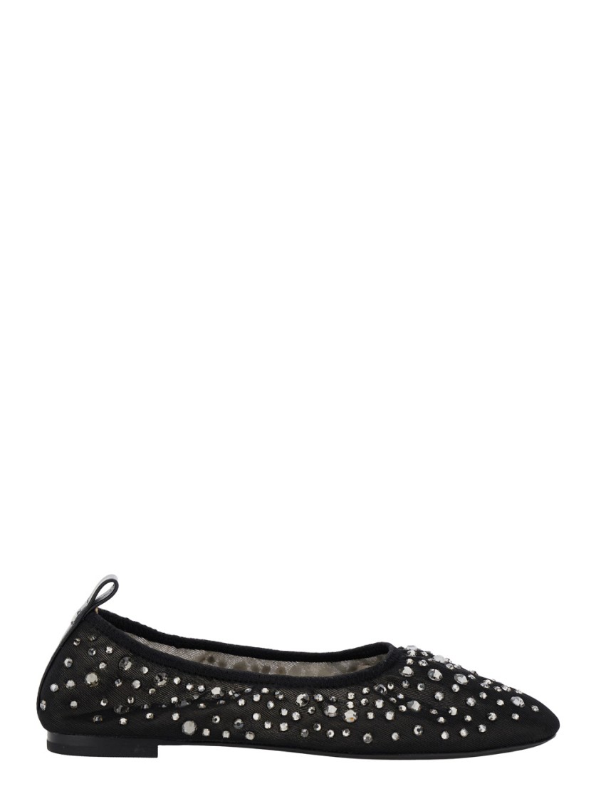 Shop Tory Burch Rhinestone-embellished Crystal Ballet Flats In Black