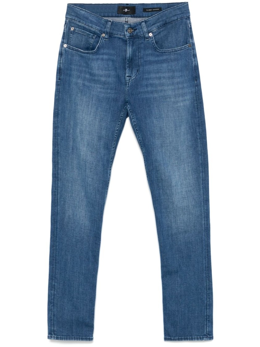 7 FOR ALL MANKIND 7 FOR ALL MANKIND SLIM FIT BLUE JEANS WITH WHISKERING EFFECT